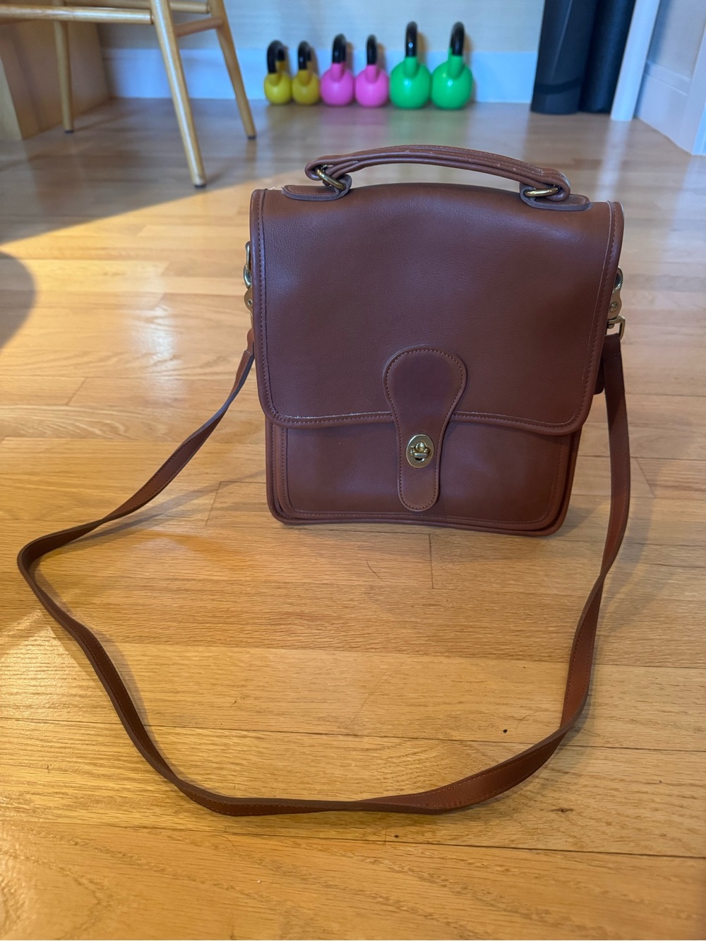 Coach Vintage Station Bag in British Tan Leather with Brass Hardware Style #5130